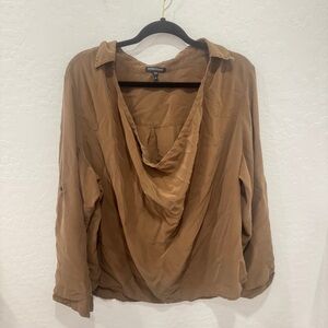 Eileen Fisher Brown Drape Blouse